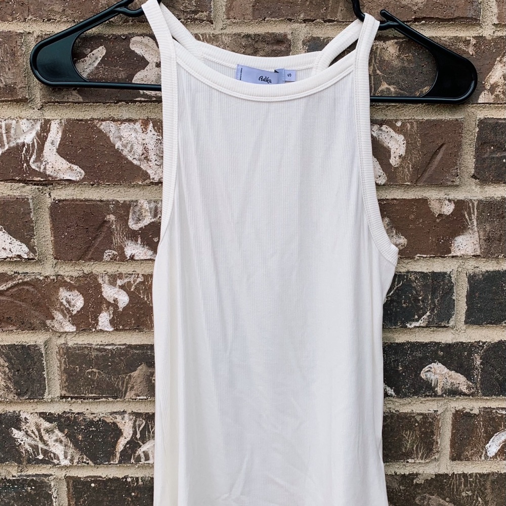 White Ribbed Tank Top